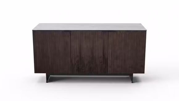 Bufet Estacio cu top din ceramica KL-351, blat de sticla, structura Walnut Veneer si finisaj Bronze N6.