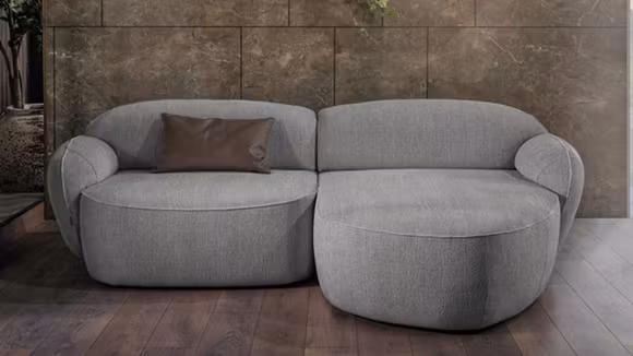 Canapea de colt 2 locuri cu sezlong Bubble Nomi Light Grey, dreapta