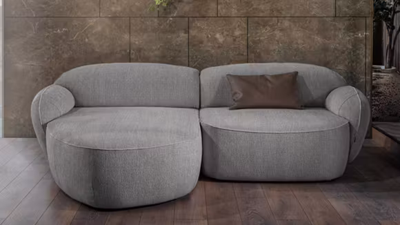 Canapea de colt 2 locuri cu sezlong Bubble Nomi Light Grey, stanga