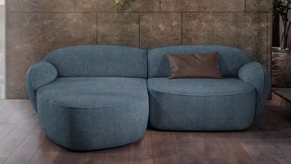 Canapea de colt Bubble Nomi Ocean, varianta stanga, cu sezlong, tapiterie textila ocean si design modern pentru living.