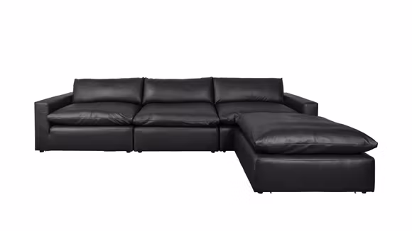 Canapea de colt reversibila cu taburet Moonlight Piele Fantasy Black