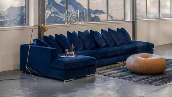 Canapea de colt cu divan Paso Doble Night Eros Midnight Blue, stanga