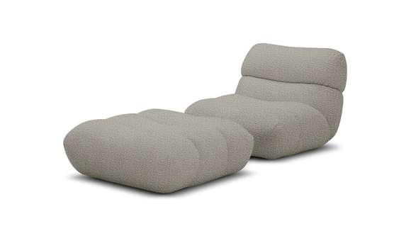 Fotoliu cu Pouf Salviano textil Lily Grey