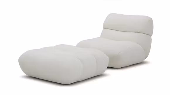Fotoliu cu Pouf Salviano textil Silk White