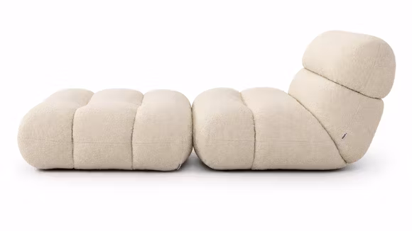 Fotoliu cu Pouf Salviano textil Silk White