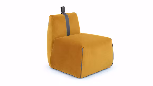 Fotoliu fara brate Gaia textil Brezza Yellow + curea piele Le Mans Grey