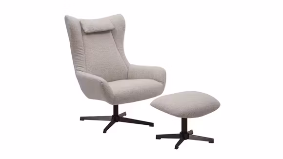 Fotoliu rotativ + Pouf Mars textil Beige