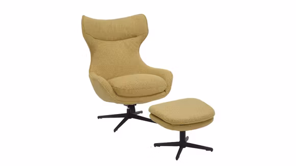 Fotoliu rotativ si Pouf Hyperion Mustard