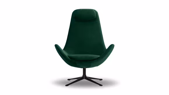 Fotoliu rotativ Ghost textil Super Velvet Pine Green, produs expus, cu tapiterie catifelata si design modern.