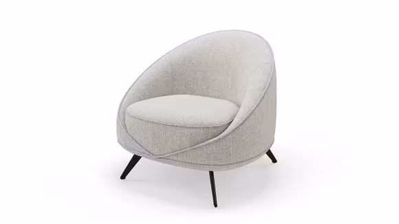 Fotoliu Graziosa textil Champagne, produs expus, cu silueta curbata si design elegant.