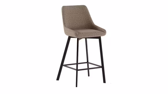 Scaun de bar Fox Beige cu sezut tapitat in stofa rust si picioare metalice negre, design modern si confortabil