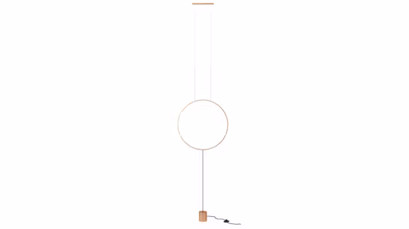 Lampadar Slick Su Round LED Gold Mat 28W, produs expus, cu design modern si finisaj auriu mat.