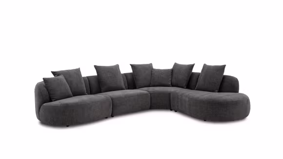 Canapea cu sezlong Layton dreapta tapitata in textil Black, design modern si confort premium pentru living.