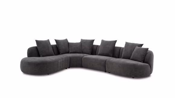 Canapea cu sezlong Layton dreapta tapitata in textil Black, design modern si confort premium pentru living.