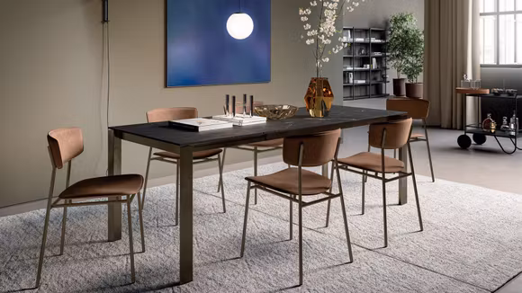 Masa extensibila Duca Calacatta Black Marble 160(220)x85