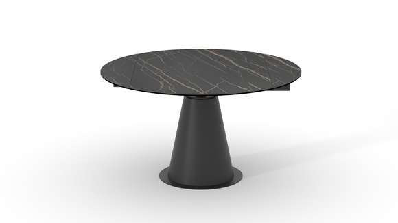 Masa extensibila rotunda Girasole Ceramica Matte Golden Black 90(135)x135
