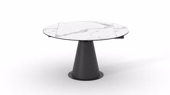 Masa extensibila rotunda Girasole Ceramica White Marble 90(135)x135