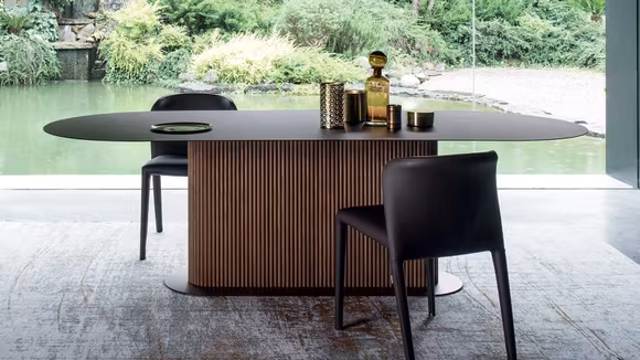 Masa Ovala Rigadin Metal Textured Electtrocol Walnut Frassino 250x105
