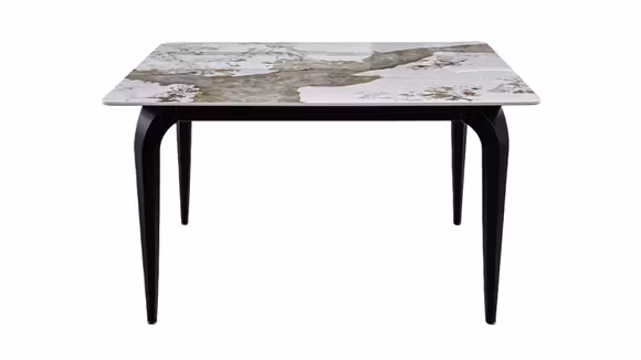 Masa Tomis Piatra Sinterizata White Pattern/Picior Black 120x80 cm