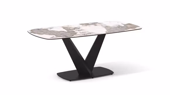 Masa Vanity Ceramica Luxury Pandora 180x90, cu blat ceramic lucios si structura metalica neagra cu design modern.
