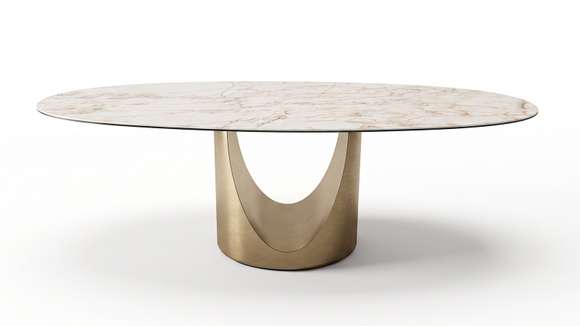 Masa Beatriz Champagne Gold Chromed 238x118 cm