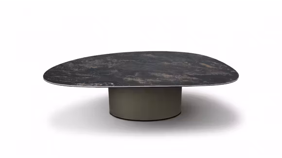 Masuta de cafea Fumero cu top din ceramica KL-176, blat de sticla si structura metalica Bronze, cu design modern pentru living.