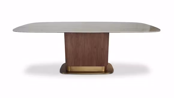 Masa Viento Ceramica Glossy FMG-11, structura Brushed S / S Titanium Gold 220 cm