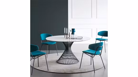 Masa Vortex Matt BlackWhite Marble 120 cm