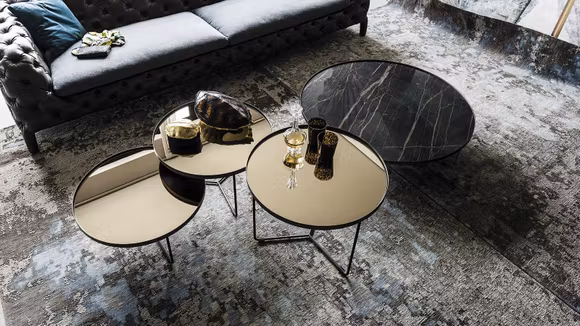 Masuta cafea rotunda Billy Glass Bronze Black