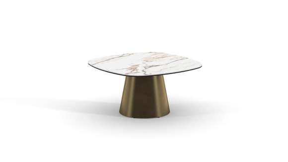 Masuta de cafea Enoki ceramica Matte Gilded White 90x90x45