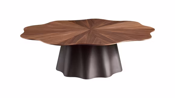 Masuta de cafea Sean Walnut Grain Veener, picior Champagne Brown 120X96