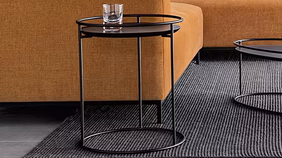 Masuta de cafea Atollo Matt Black/Calacatta Black Marble 42.5 cm