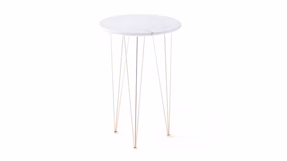 Masuta de cafea Flamingo Round Carrara/Copper 35 cm