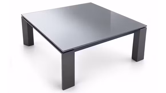 Masuta de cafea Omnia gri 80x80 cu structura Smoke si blat din sticla Grey.
