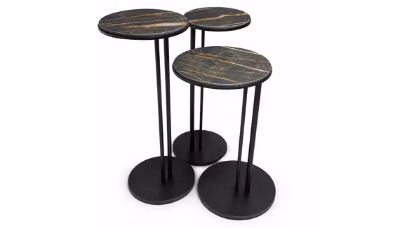 Masute de cafea Set 3 Sting Metal Black + Ceramic Matt Portoro, produs expus, cu design modern si finisaje elegante.