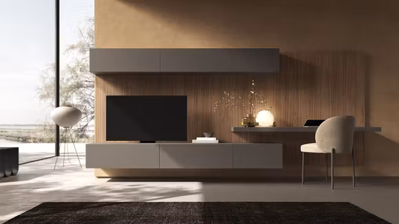 Mobilier living Day 12 Groove Noce Naturale + Matt Moka Shine