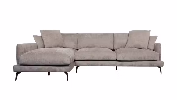 Canapea 2 locuri cu sezlong Monaco Beige, stanga, produs expus, cu design modern.