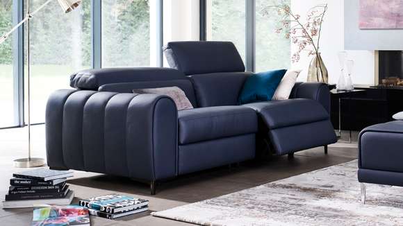 Canapea liniara cu recliner Lulu Piele Torello Blu, dreapta