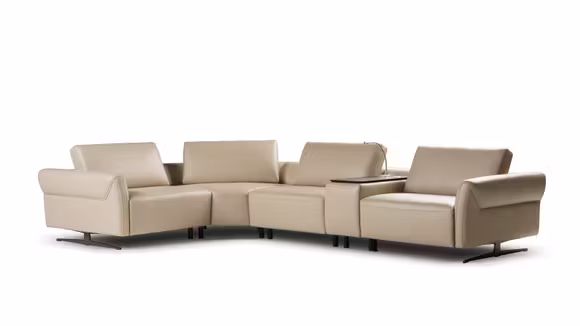 Canapea de colt cu recliner Cosmopolitan Piele Torello Beige, stanga