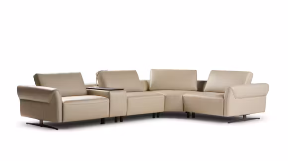 Canapea de colt cu recliner Cosmopolitan Piele Torello Beige, dreapta