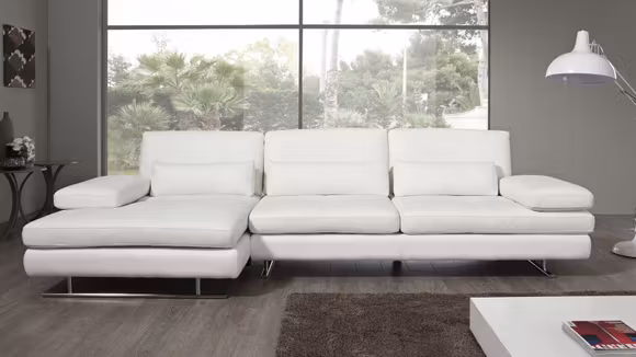 Canapea de colt Serena Piele Torello Bianco Puro, Stanga