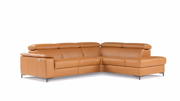 Canapea de colt cu recliner Louise Piele Torello Cognac, dreapta