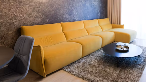 Canapea cu sezlong Stupore 4 locuri Brezza Mustard, dreapta