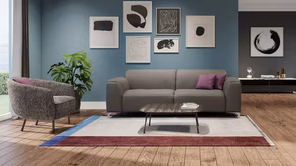Canapea liniara Trionfo Piele Le Mans Light Grey