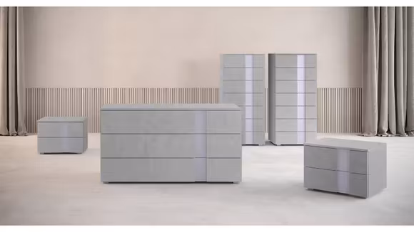 Noptiera Riva 2 sertare Nobilitato Calce + Alluminio Opaco