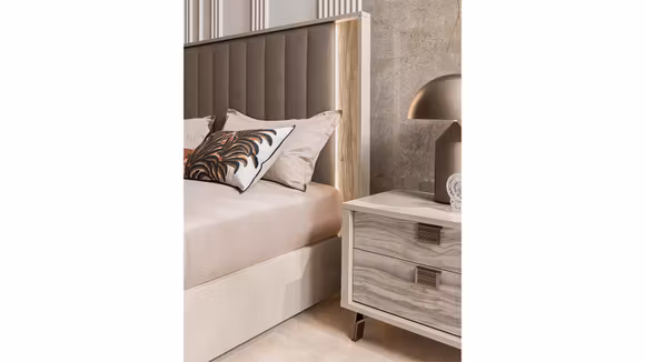 Noptiera Jupiter 2 sertare Pearl Line High Gloss + Eco Stone Matte