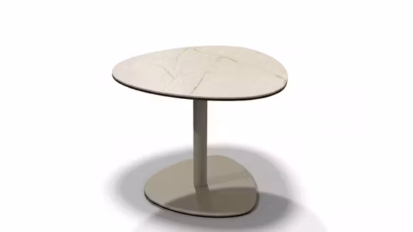 Masuta de cafea Nuria cu top din ceramica KL-353, blat de sticla si structura metalica Beige, cu design modern pentru living.
