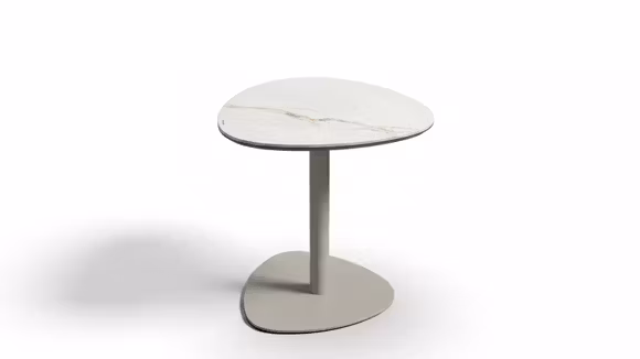 Masuta de cafea Nuria cu top din ceramica KL-353, blat de sticla si structura metalica Beige, cu design modern pentru living.