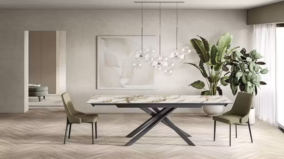 Masa extensibila Cross Ceramico Marmo Calacatta Borghini, Antracite