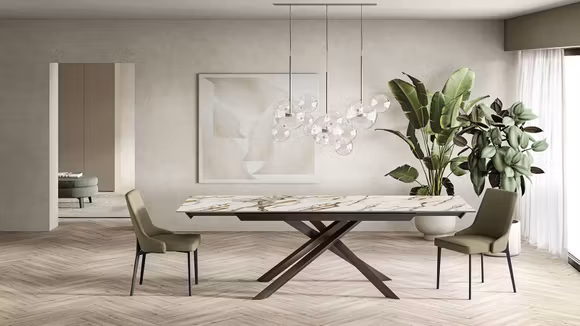 Masa extensibila Cross Ceramico Marmo Calacatta Borghini, Bronze